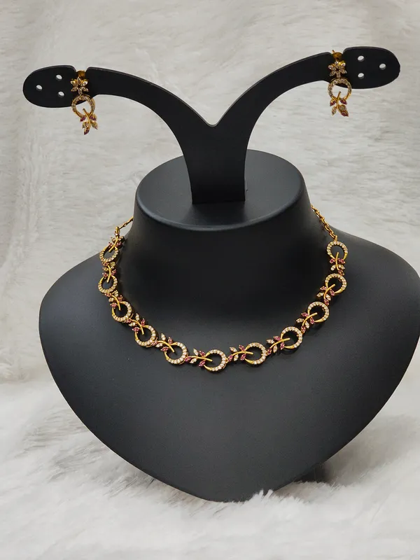 Matt_Gold_American_Diamond_Stone_Necklace_with_Earring_Set_For_Women