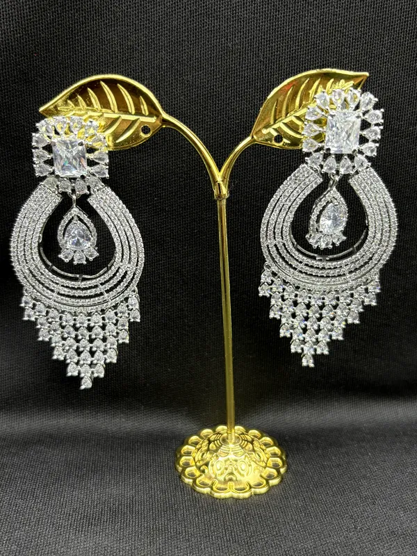 White_Gold_Finish_American_Diamond_Stone_Earring_Set_For_Women