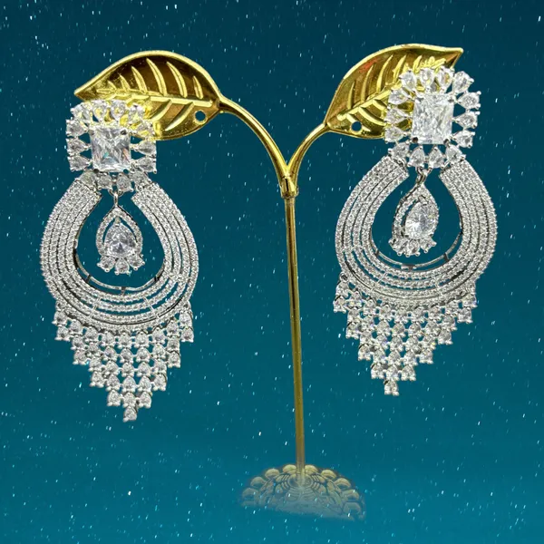 White_Gold_Finish_American_Diamond_Stone_Earring_Set_For_Women