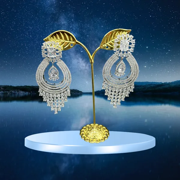 White_Gold_Finish_American_Diamond_Stone_Earring_Set_For_Women