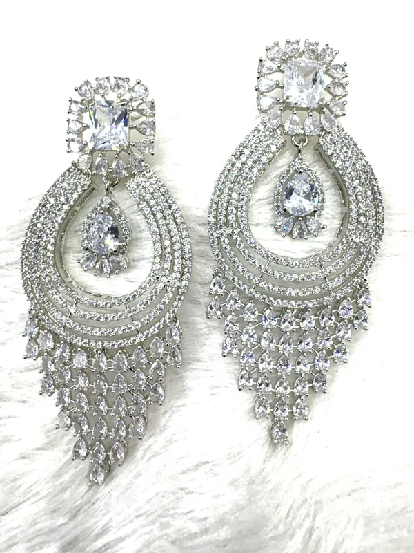 White_Gold_Finish_American_Diamond_Stone_Earring_Set_For_Women