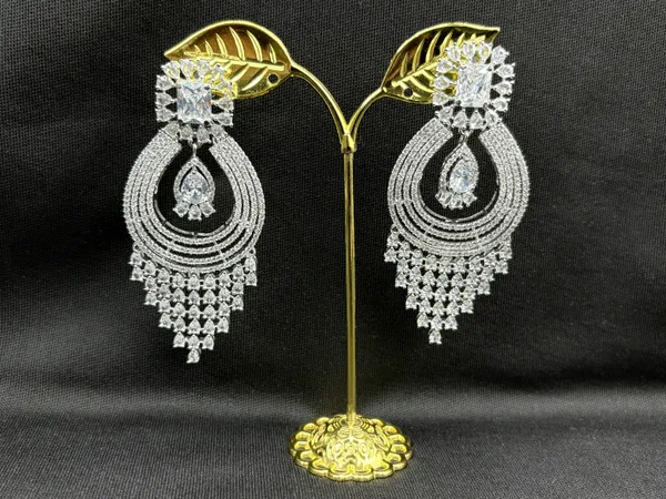 White_Gold_Finish_American_Diamond_Stone_Earring_Set_For_Women