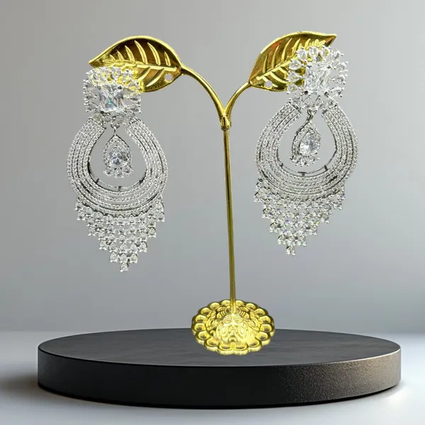 White_Gold_Finish_American_Diamond_Stone_Earring_Set_For_Women