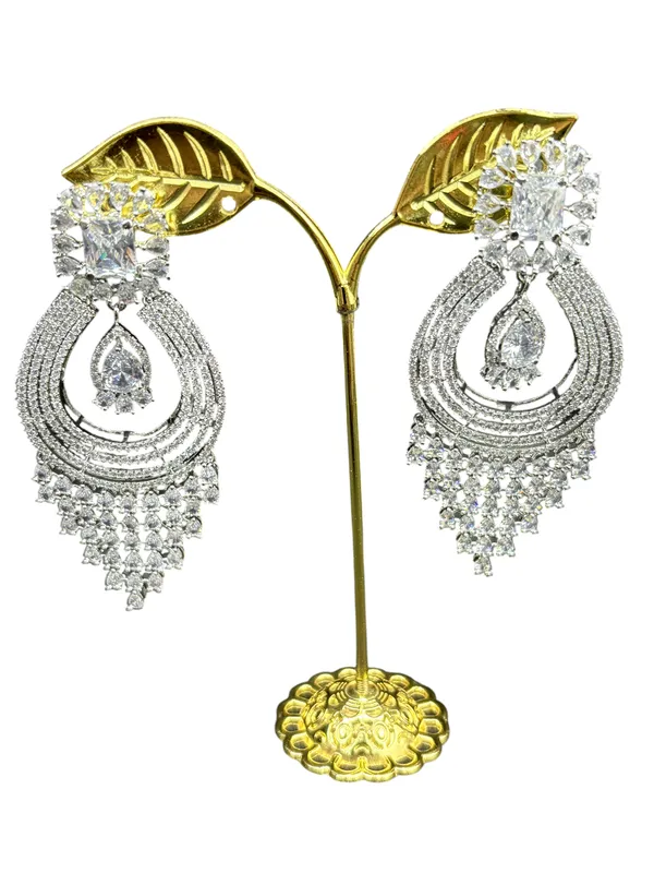 White_Gold_Finish_American_Diamond_Stone_Earring_Set_For_Women