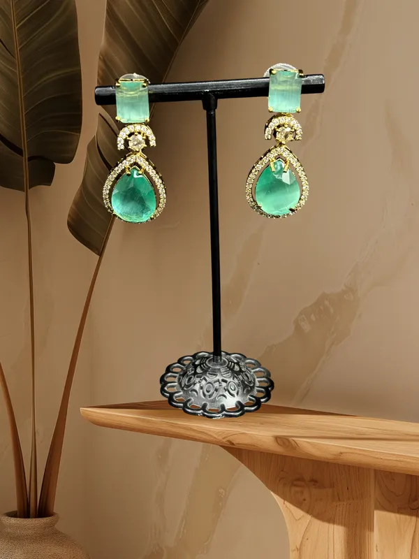 Gold_American_Diamond_Stone_Earring_Set_For_Women