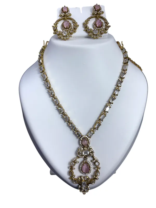 Blush_Radiance_Antique_Gold_Necklace_with_Earring_Set_For_Women