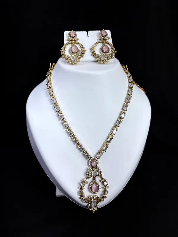 Blush_Radiance_Antique_Gold_Necklace_with_Earring_Set_For_Women
