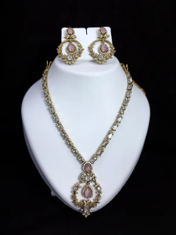 Blush_Radiance_Antique_Gold_Necklace_with_Earring_Set_For_Women