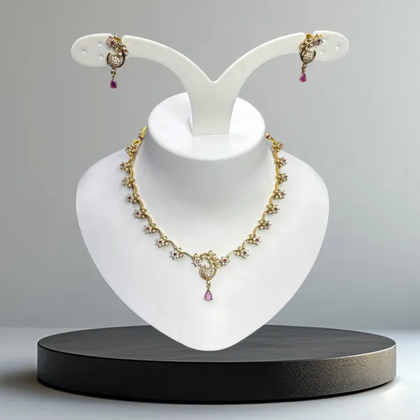 Matt_Gold_Peacock_Bloom_Antique_Necklace_Set_For_Women
