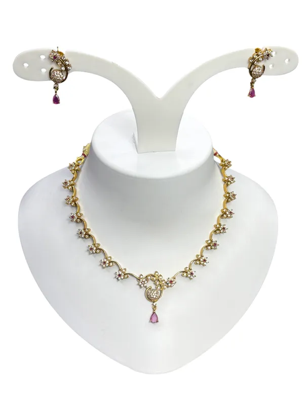 Matt_Gold_Peacock_Bloom_Antique_Necklace_Set_For_Women
