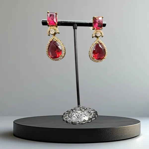 Gold_American_Diamond_Stone_Earring_Set_For_Women