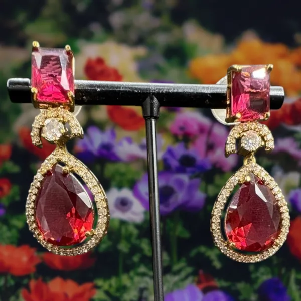 Gold_American_Diamond_Stone_Earring_Set_For_Women