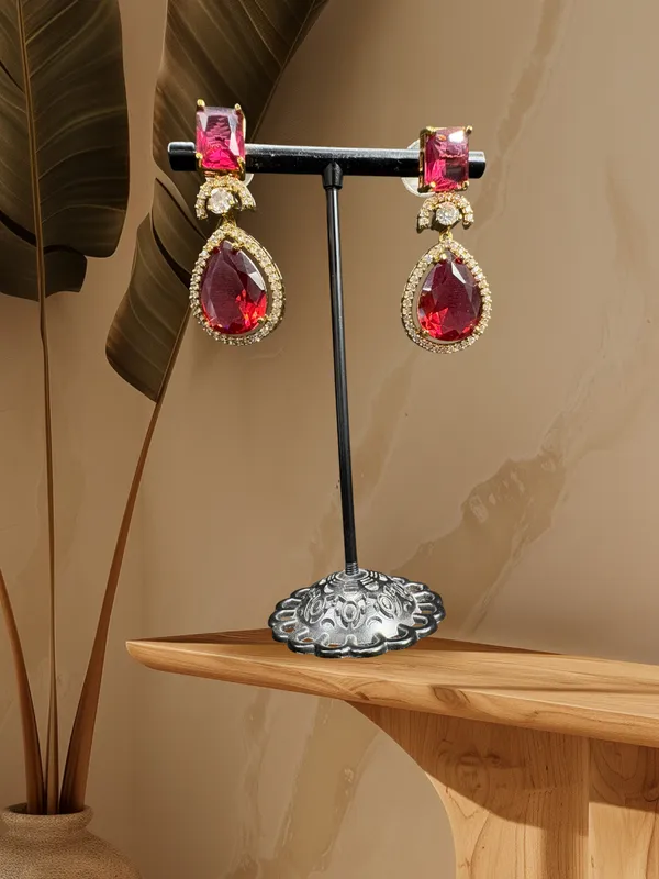 Gold_American_Diamond_Stone_Earring_Set_For_Women