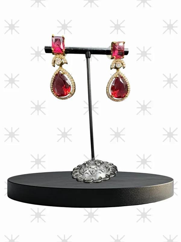 Gold_American_Diamond_Stone_Earring_Set_For_Women