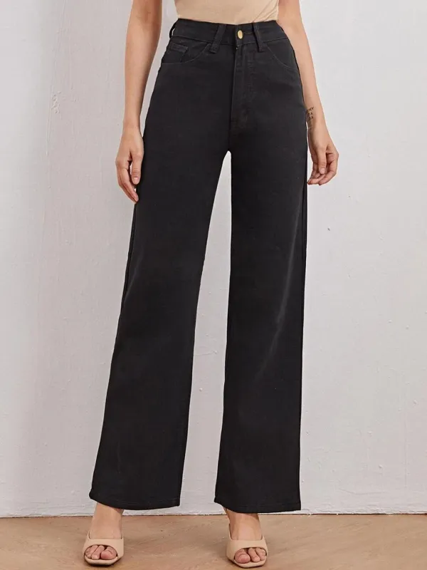 Black_Cotton_Blend_Flared_High_Rise_Jeans_For_Women