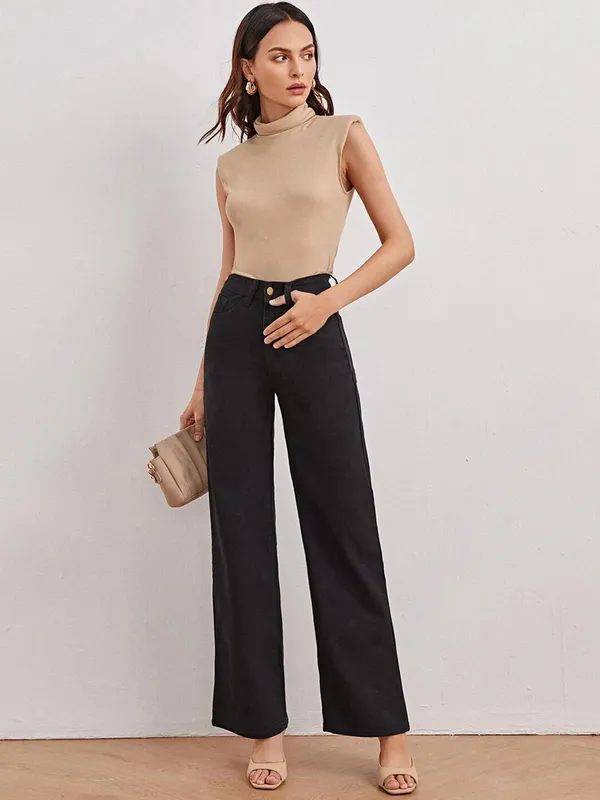 Black_Cotton_Blend_Flared_High_Rise_Jeans_For_Women