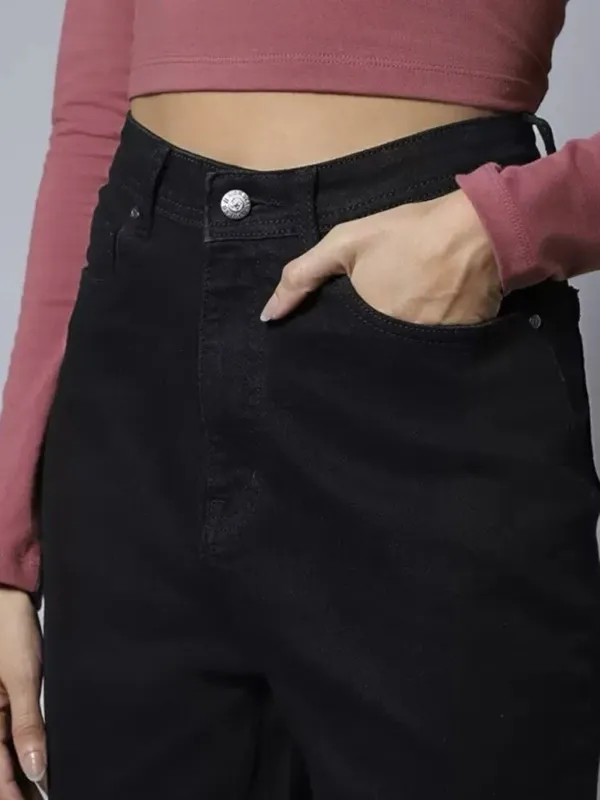 Black_Cotton_Blend_Flared_High_Rise_Jeans_For_Women