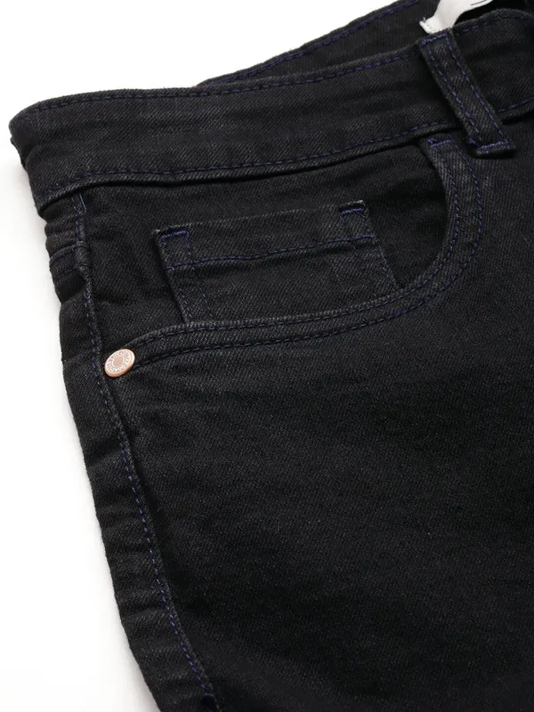Black_Cotton_Blend_Flared_High_Rise_Jeans_For_Women