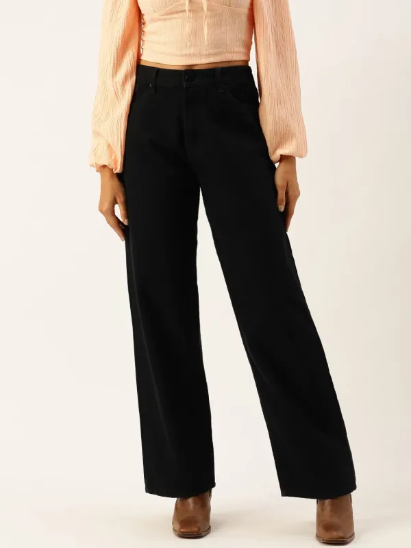 Black_Cotton_Blend_Flared_High_Rise_Jeans_For_Women