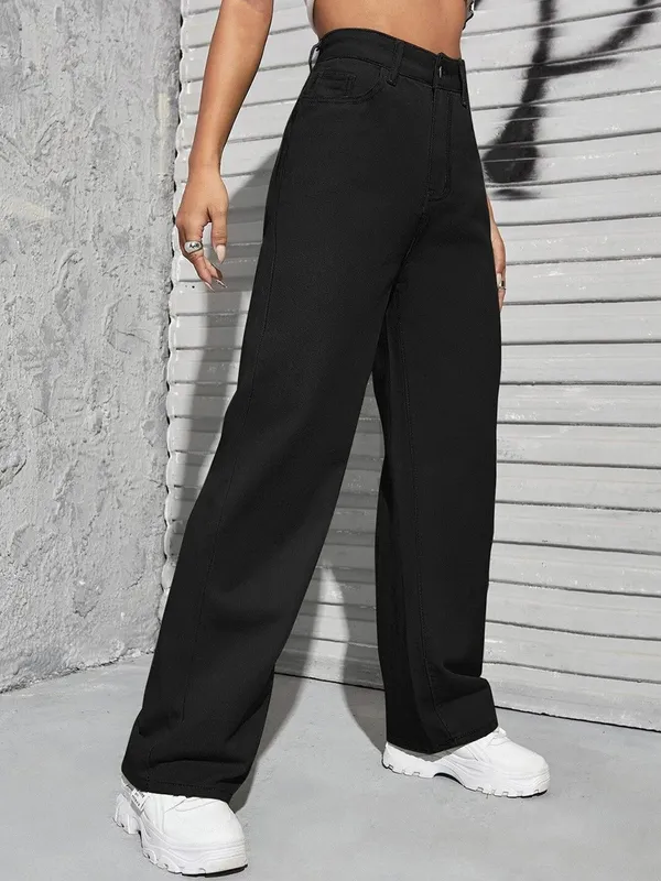 Black_Cotton_Blend_Flared_High_Rise_Jeans_For_Women