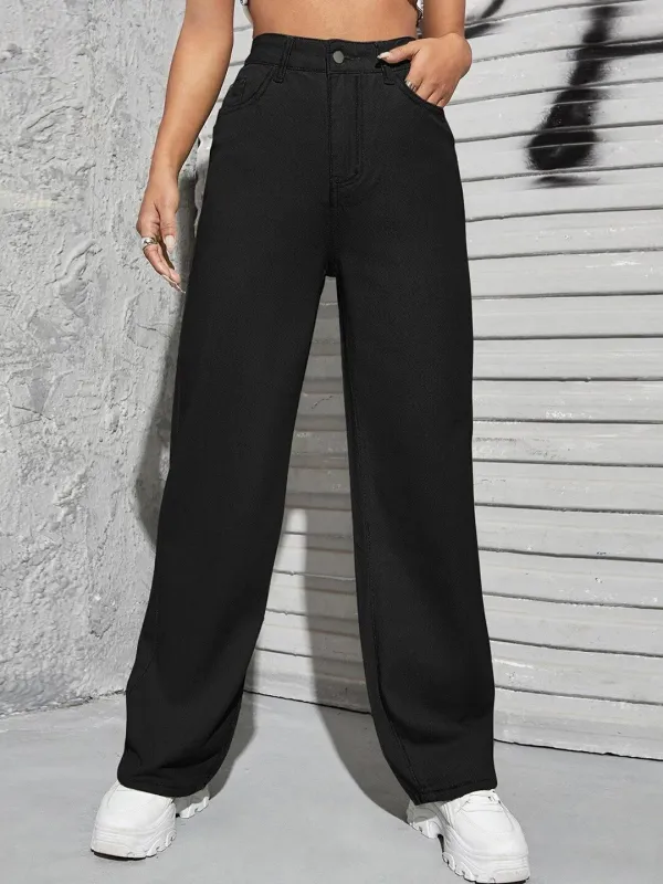 Black_Cotton_Blend_Flared_High_Rise_Jeans_For_Women