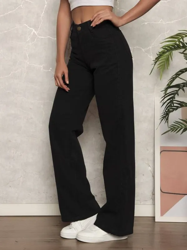 Black_Cotton_Blend_Flared_High_Rise_Jeans_For_Women