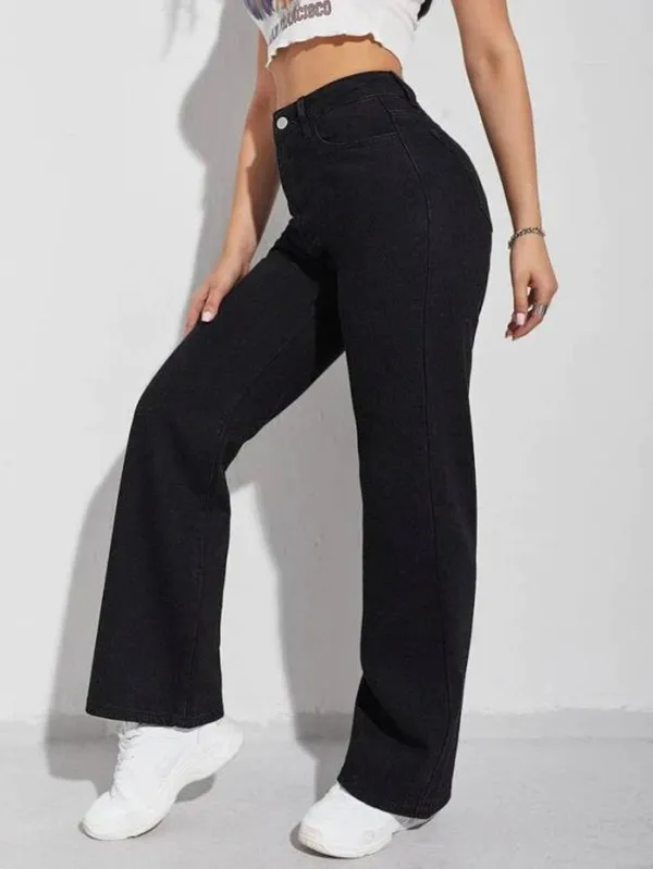 Black_Cotton_Blend_Flared_High_Rise_Jeans_For_Women