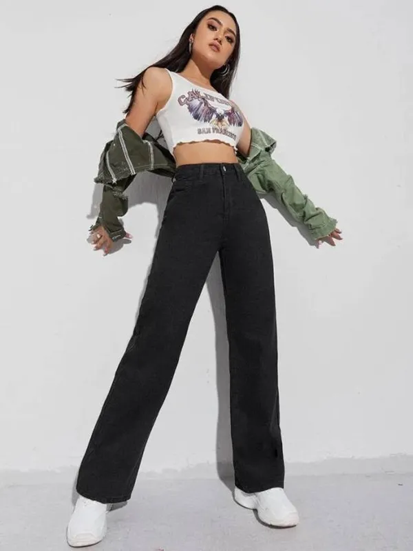 Black_Cotton_Blend_Flared_High_Rise_Jeans_For_Women