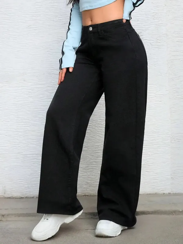 Black_Cotton_Blend_Flared_High_Rise_Jeans_For_Women