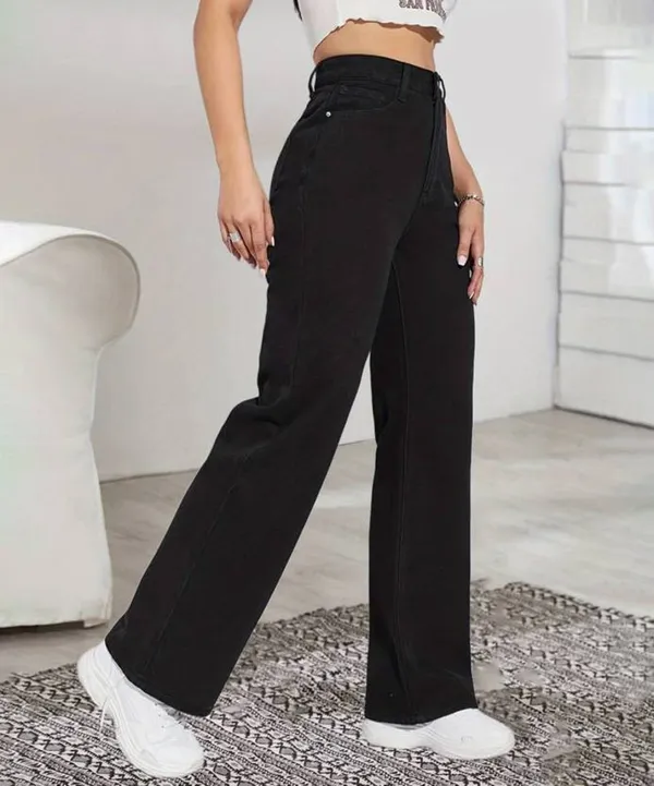 Black_Cotton_Blend_Flared_High_Rise_Jeans_For_Women