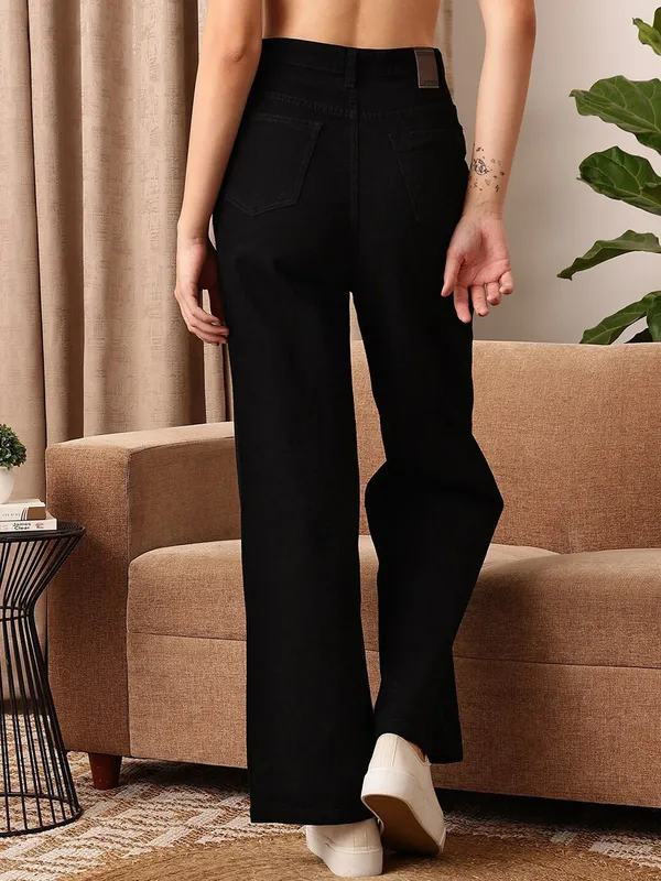 Black_Cotton_Blend_Flared_High_Rise_Jeans_For_Women