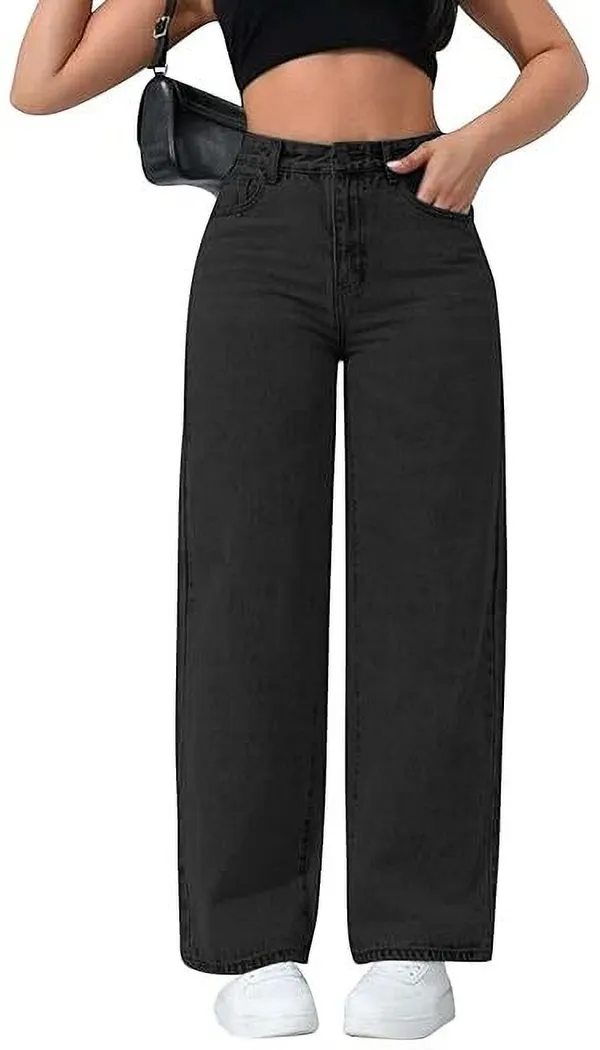 Black_Cotton_Blend_Flared_High_Rise_Jeans_For_Women