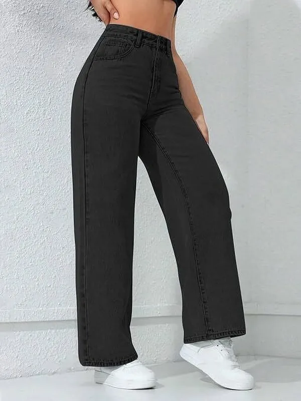 Black_Cotton_Blend_Flared_High_Rise_Jeans_For_Women