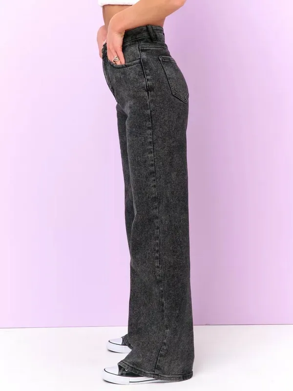 Black_Cotton_Blend_Flared_High_Rise_Jeans_For_Women
