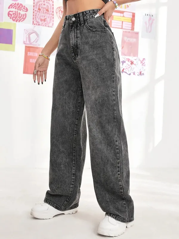Black_Cotton_Blend_Flared_High_Rise_Jeans_For_Women