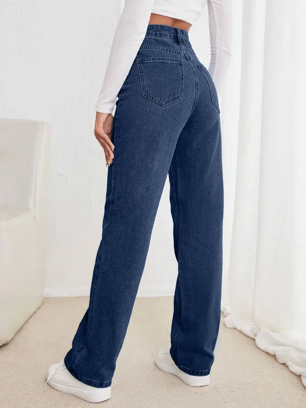 Blue_Cotton_Blend_Flared_High_Rise_Jeans_For_Women