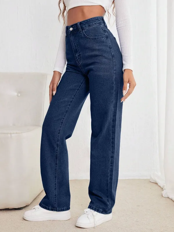 Blue_Cotton_Blend_Flared_High_Rise_Jeans_For_Women