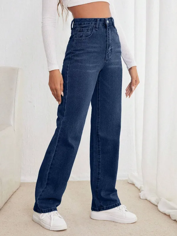 Blue_Cotton_Blend_Flared_High_Rise_Jeans_For_Women