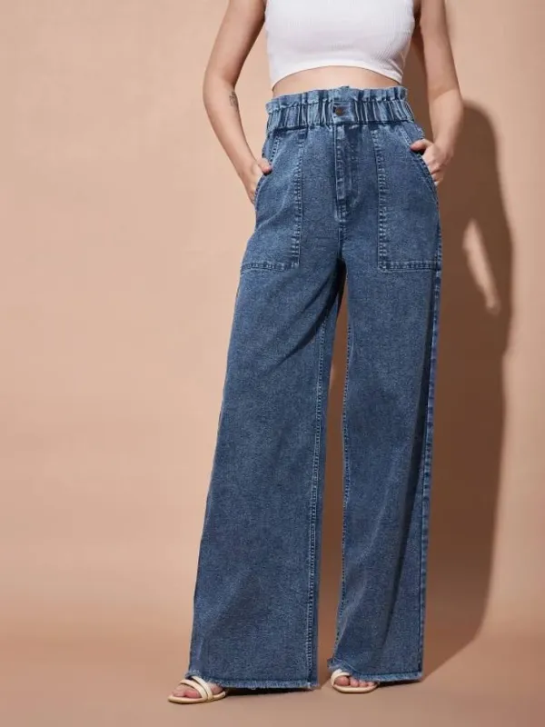 Blue_Cotton_Blend_Flared_High_Rise_Jeans_For_Women