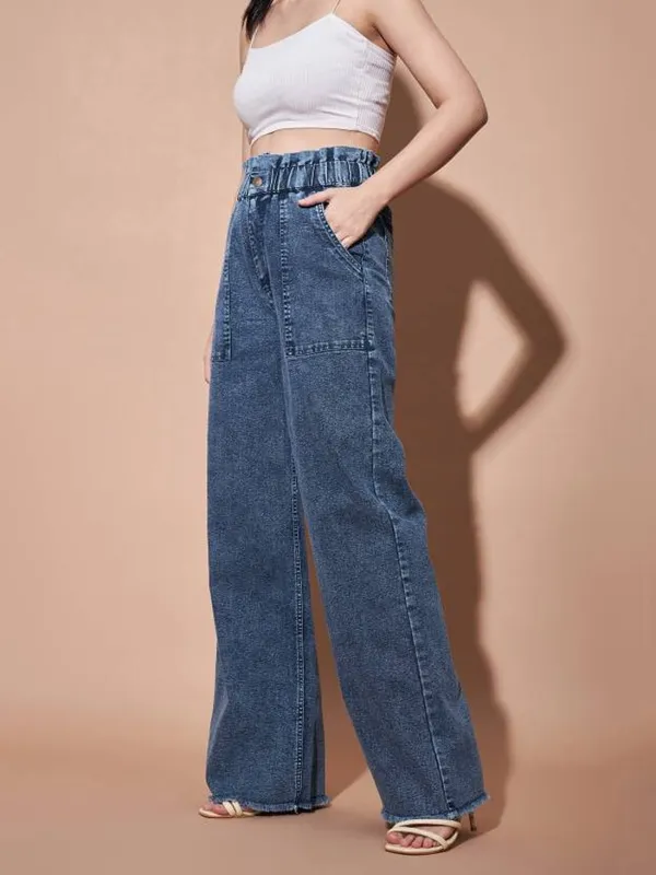 Blue_Cotton_Blend_Flared_High_Rise_Jeans_For_Women
