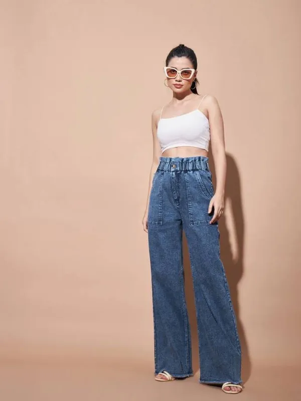 Blue_Cotton_Blend_Flared_High_Rise_Jeans_For_Women