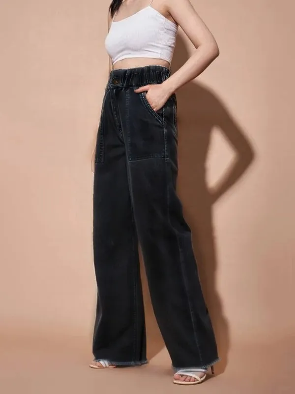 Black_Cotton_Blend_Flared_High_Rise_Jeans_For_Women