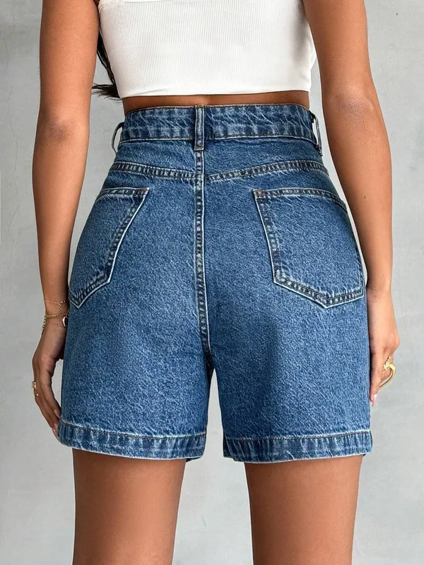 Blue_Denim_High-Waisted_Washed_Shorts_For_Women