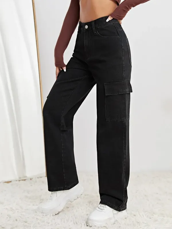 Black_Cotton_Blend_Flared_High_Rise_Jeans_For_Women