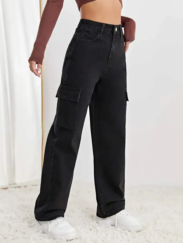 Black_Cotton_Blend_Flared_High_Rise_Jeans_For_Women