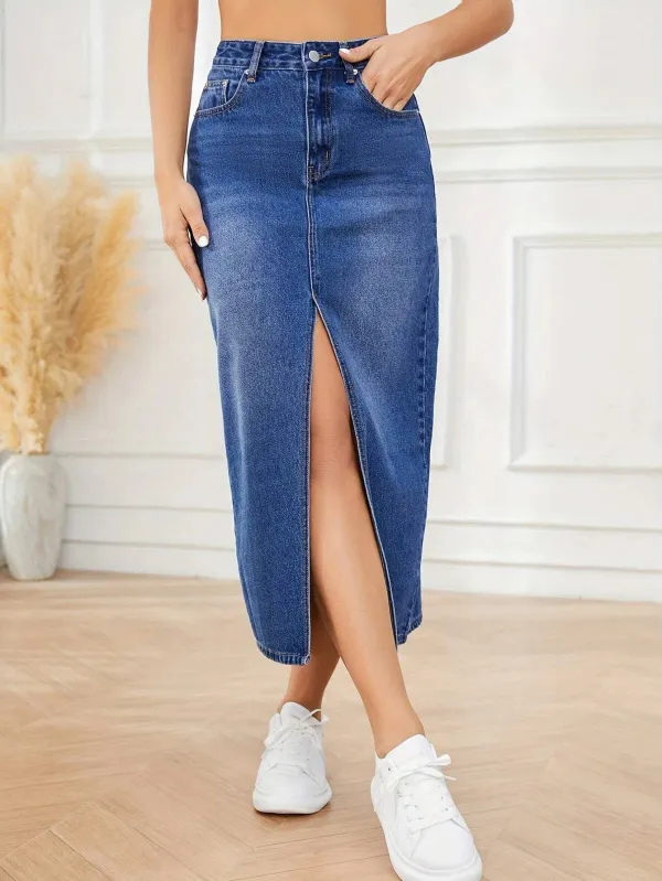 Blue_Denim_Casual_Skirt_For_Women