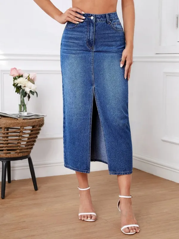 Blue_Denim_Pencil_Cut_Casual_Skirt_For_Women