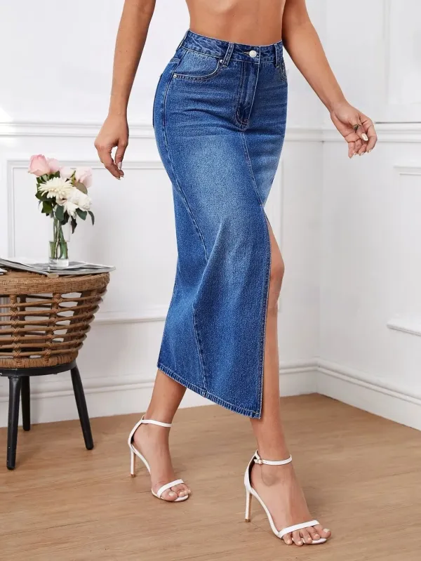 Blue_Denim_Pencil_Cut_Casual_Skirt_For_Women