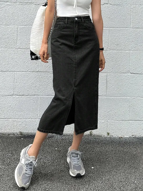 Black_Denim_Casual_Skirt_For_Women
