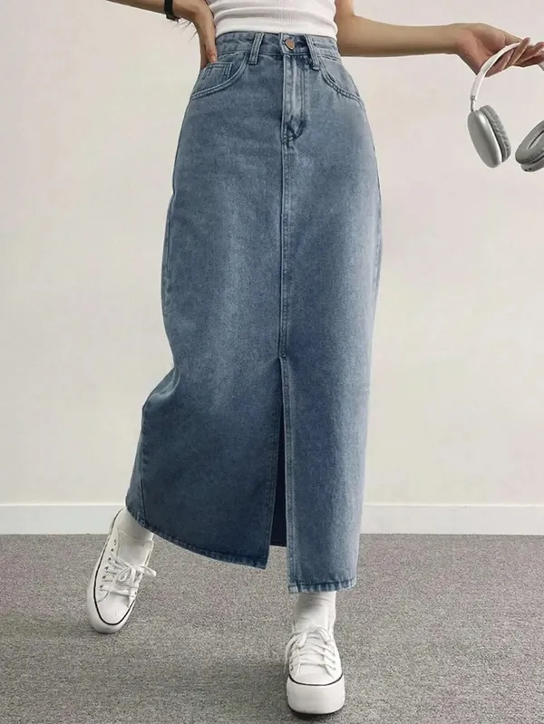 Blue_Denim_Casual_Skirt_For_Women